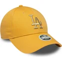 new-era-curved-brim-women-9forty-metallic-logo-los-angeles-dodgers-mlb-yellow-adjustable-cap