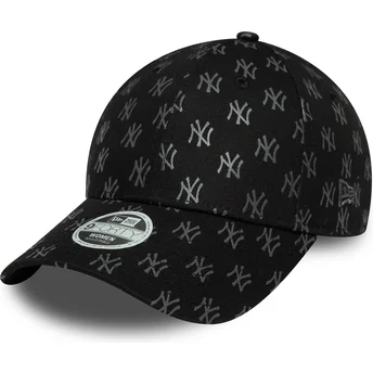 New Era Curved Brim Women 9FORTY Monogram New York Yankees MLB Black Adjustable Cap