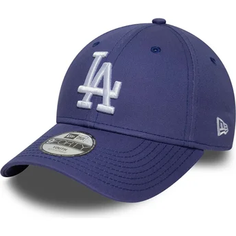 New Era Curved Brim Youth 9FORTY League Essential Los Angeles Dodgers MLB Purple Adjustable Cap
