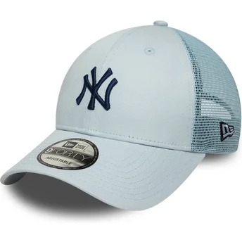 New Era Navy Blue Logo 9FORTY Homefield New York Yankees MLB Blue Adjustable Trucker Hat