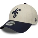 new-era-curved-brim-9forty-linen-beige-and-navy-blue-adjustable-cap