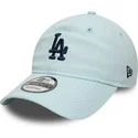 new-era-curved-brim-navy-blue-logo-9twenty-linen-los-angeles-dodgers-mlb-blue-adjustable-cap