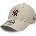 new-era-curved-brim-9twenty-linen-new-york-yankees-mlb-beige-adjustable-cap