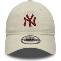 new-era-curved-brim-9twenty-linen-new-york-yankees-mlb-beige-adjustable-cap