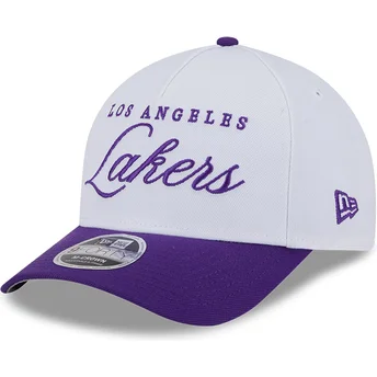 New Era Curved Brim 9FORTY M-Crown Draft 2025 Los Angeles Lakers NBA White and Purple Snapback Cap
