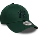 new-era-curved-brim-green-logo-9forty-league-essential-new-york-yankees-mlb-green-adjustable-cap