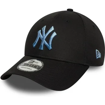 New Era Curved Brim Blue Logo 9FORTY Ombre Infill New York Yankees MLB Black Adjustable Cap
