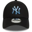 new-era-curved-brim-blue-logo-9forty-ombre-infill-new-york-yankees-mlb-black-adjustable-cap