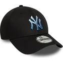 new-era-curved-brim-blue-logo-9forty-ombre-infill-new-york-yankees-mlb-black-adjustable-cap