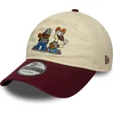 new-era-curved-brim-garfield-and-odie-9twenty-beige-and-maroon-adjustable-cap