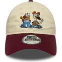 new-era-curved-brim-garfield-and-odie-9twenty-beige-and-maroon-adjustable-cap