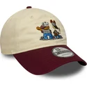 new-era-curved-brim-garfield-and-odie-9twenty-beige-and-maroon-adjustable-cap