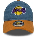 new-era-curved-brim-9twenty-denim-midi-los-angeles-lakers-nba-blue-and-brown-adjustable-cap