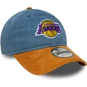 new-era-curved-brim-9twenty-denim-midi-los-angeles-lakers-nba-blue-and-brown-adjustable-cap