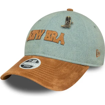 New Era Curved Brim Women 9TWENTY Western Pin Blue and Brown Adjustable Cap