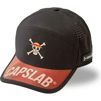 Capslab Curved Brim Straw Hat Pirates OP6 PIR One Piece Black Adjustable Cap