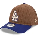 new-era-curved-brim-9twenty-a-frame-wool-pinstripe-los-angeles-dodgers-mlb-brown-and-blue-adjustable-cap