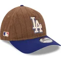 new-era-curved-brim-9twenty-a-frame-wool-pinstripe-los-angeles-dodgers-mlb-brown-and-blue-adjustable-cap