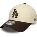 new-era-curved-brim-9forty-side-patch-los-angeles-dodgers-mlb-beige-and-brown-adjustable-cap