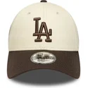 new-era-curved-brim-9forty-side-patch-los-angeles-dodgers-mlb-beige-and-brown-adjustable-cap