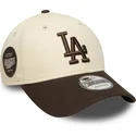 new-era-curved-brim-9forty-side-patch-los-angeles-dodgers-mlb-beige-and-brown-adjustable-cap