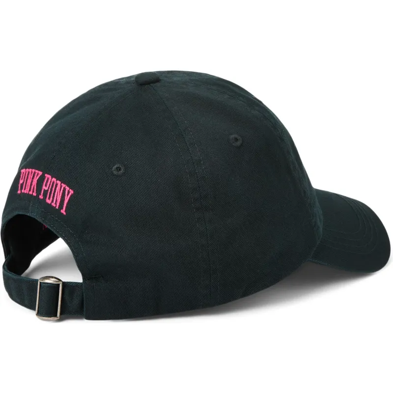 Polo Ralph Lauren Curved Brim Pink Pony Twill Black Adjustable Cap
