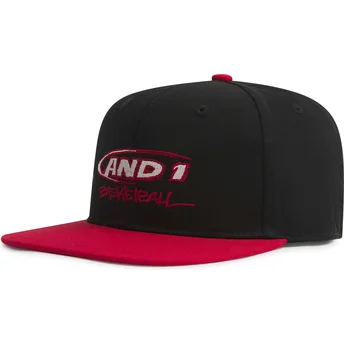 AND1 Flat Brim Graffiti Logo Black and Red Snapback Cap