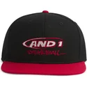and1-flat-brim-graffiti-logo-black-and-red-snapback-cap