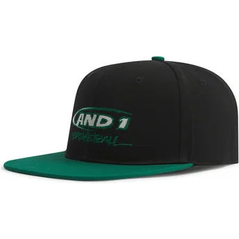 AND1 Flat Brim Graffiti Logo Black and Green Snapback Cap