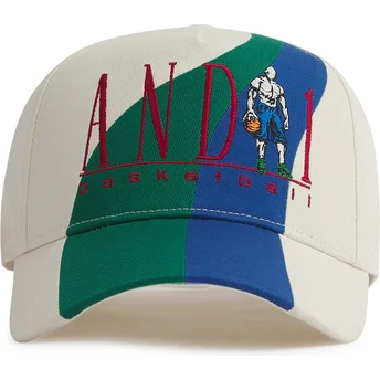 AND1 Curved Brim Retro Logo Colour Block Beige Snapback Cap