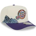 new-era-curved-brim-9fifty-a-frame-precurved-hardwood-classics-utah-jazz-nba-beige-and-purple-snapback-cap