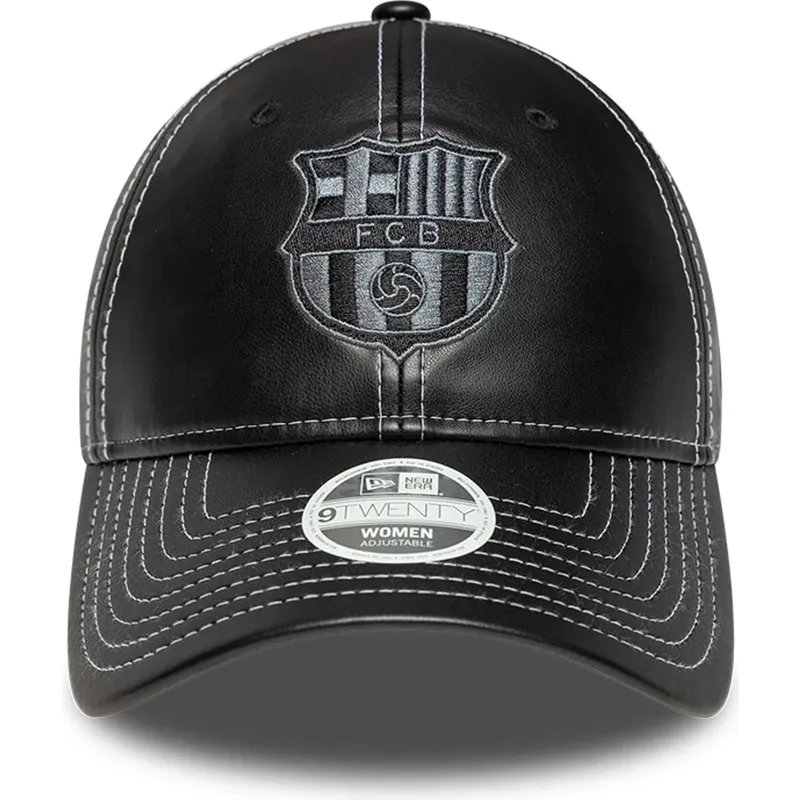 new-era-curved-brim-women-fc-barcelona-laliga-9twenty-pu-leather-black-adjustable-cap