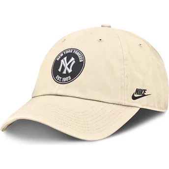 Nike Curved Brim Club Unstructured Organic Cotton New York Yankees MLB Beige Adjustable Cap