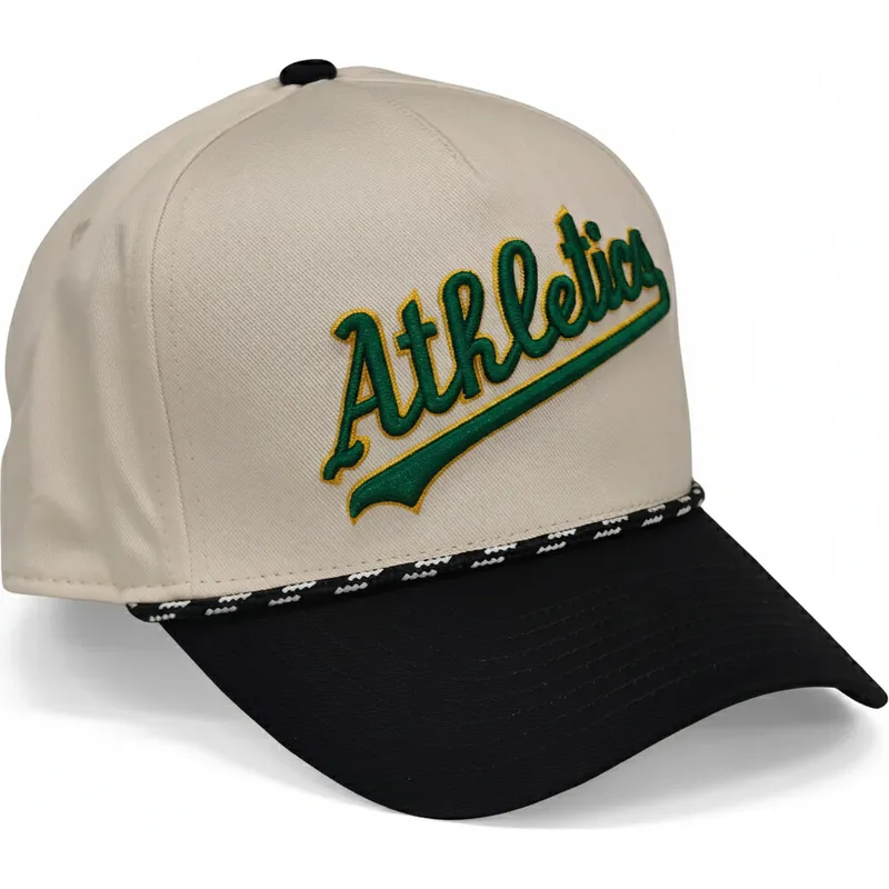 nike-curved-brim-rise-structured-oakland-athletics-mlb-beige-and-black-snapback-cap