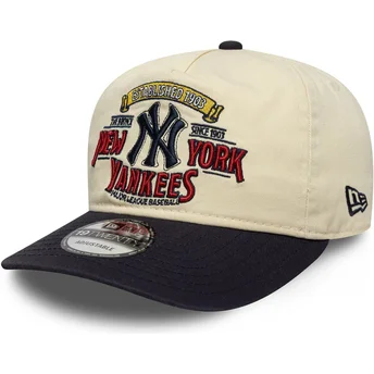 New Era Curved Brim 19TWENTY Washed Graphic New York Yankees MLB Beige and Navy Blue Adjustable Cap