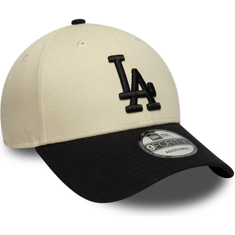 new-era-curved-brim-9forty-colour-block-los-angeles-dodgers-mlb-beige-and-black-adjustable-cap