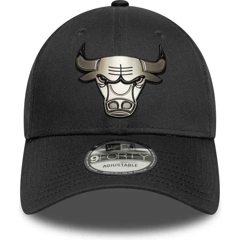 new-era-curved-brim-9forty-metallic-chicago-bulls-nba-grey-snapback-cap