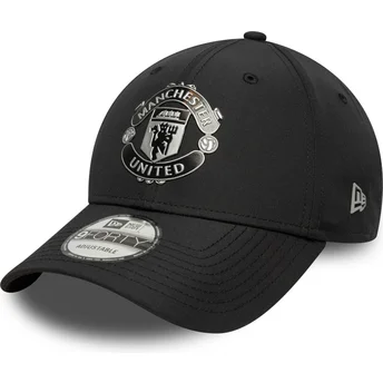 New Era Curved Brim 9FORTY Reflective Manchester United Football Club Premier League Black Adjustable Cap