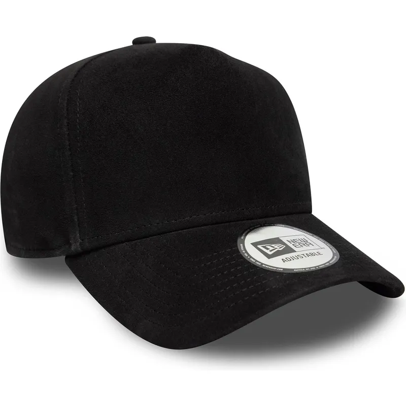 new-era-curved-brim-9forty-e-frame-img-suede-black-adjustable-cap