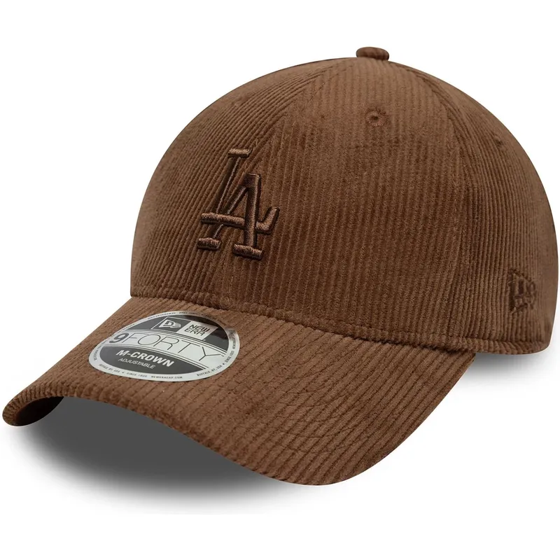 new-era-curved-brim-brown-logo-9forty-m-crown-cord-los-angeles-dodgers-mlb-brown-adjustable-cap