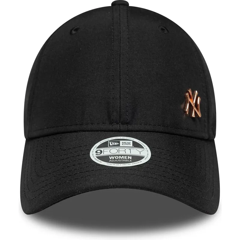 new-era-curved-brim-women-bronze-logo-9forty-flawless-new-york-yankees-mlb-black-adjustable-cap