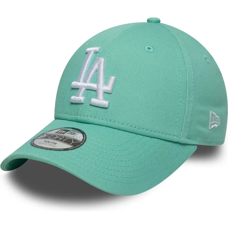 new-era-curved-brim-youth-9forty-league-essential-los-angeles-dodgers-mlb-green-adjustable-cap