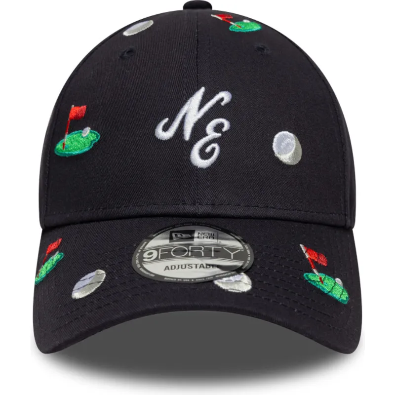 new-era-curved-brim-9forty-golf-all-over-print-navy-blue-adjustable-cap