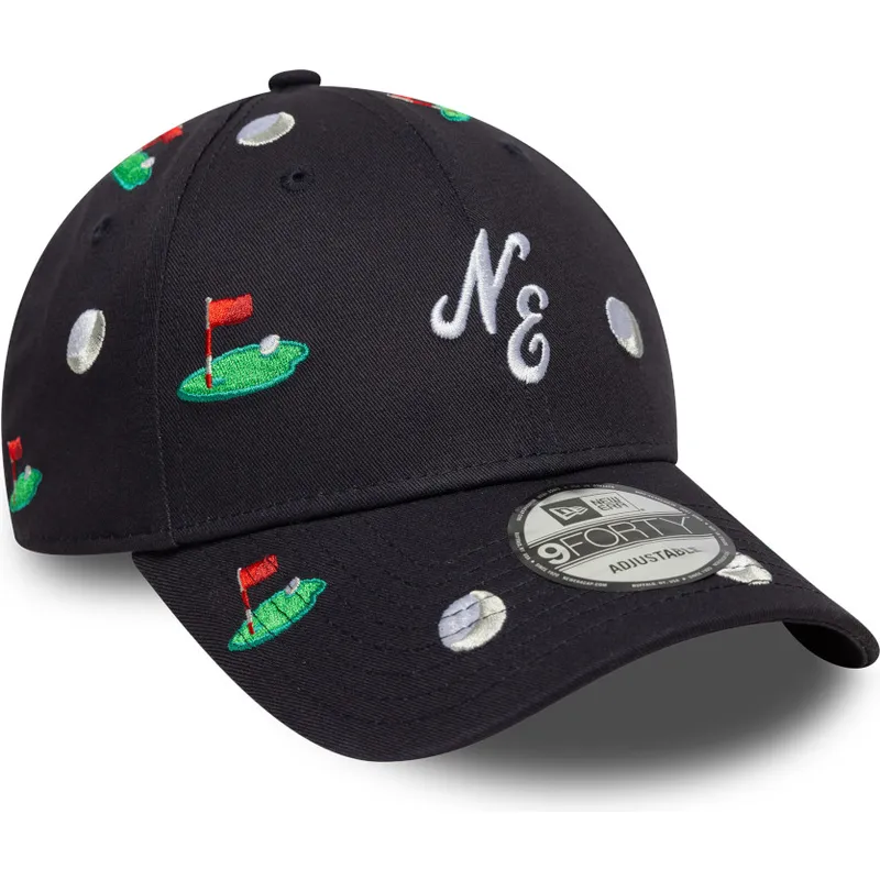 new-era-curved-brim-9forty-golf-all-over-print-navy-blue-adjustable-cap