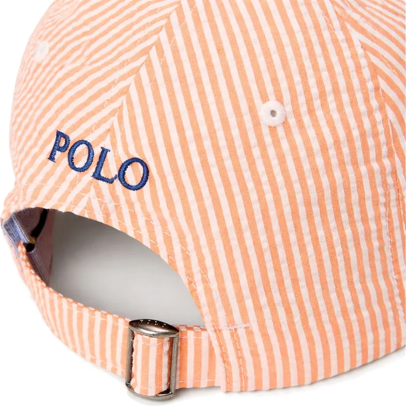 polo-ralph-lauren-curved-brim-stretch-seersucker-orange-adjustable-cap