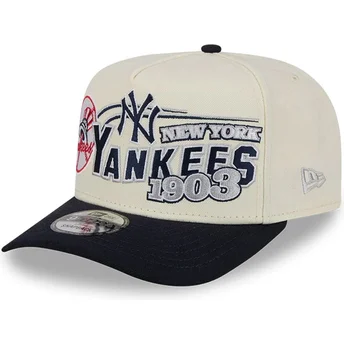 New Era Curved Brim 9FIFTY A Frame Classic New York Yankees MLB Beige and Navy Blue Snapback Cap