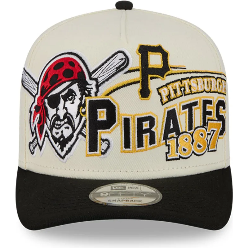 new-era-curved-brim-9fifty-a-frame-classic-pittsburgh-pirates-mlb-beige-and-black-snapback-cap