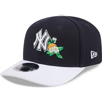 New Era Curved Brim 9SEVENTY Stretch Snap Flower New York Yankees MLB Navy Blue Snapback Cap