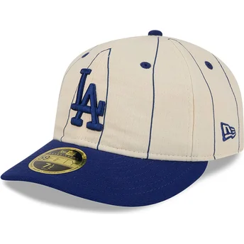 New Era Curved Brim 59FIFTY Retro Crown Linen Los Angeles Dodgers MLB Beige Fitted Cap