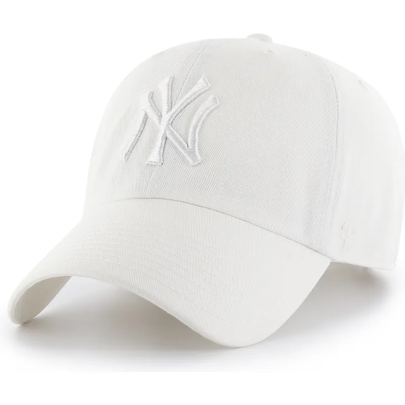 47-brand-curved-brim-white-logo-clean-up-new-york-yankees-mlb-white-adjustable-cap